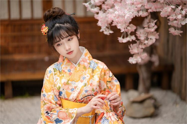 楽天市場】浴衣 レディース 着物 おしゃれ 黄 オレンジ 花柄 プレタ