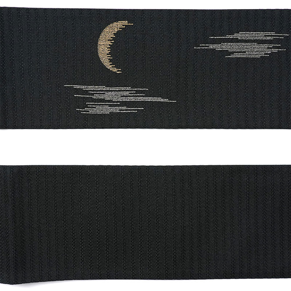 楽天市場】撫松庵 半幅帯 月 刺繍 黒 ブラック 絽 日本製 半巾帯 長尺