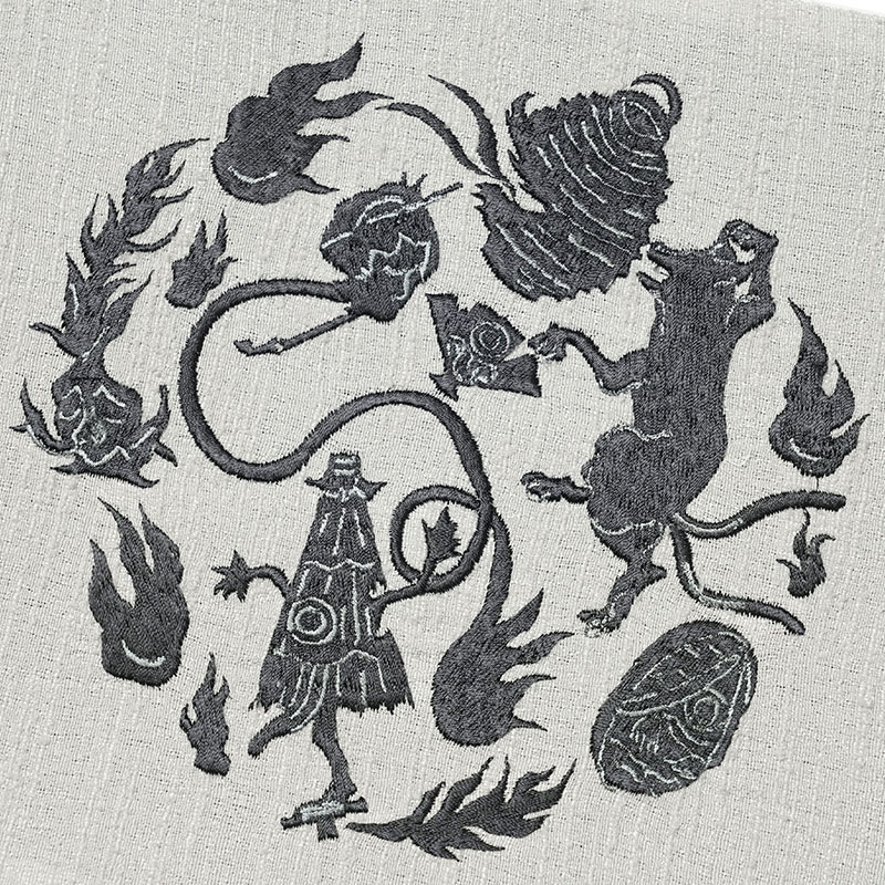 楽天市場】撫松庵 半幅帯 妖怪円陣刺繍 グレー 黒 オバケ ワンポイント