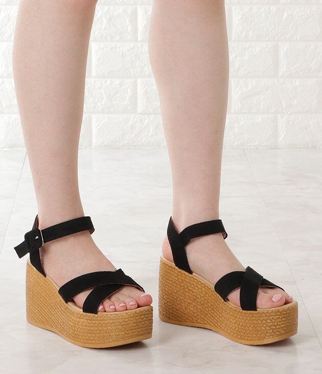 楽天市場】スエード調ウェッジソールサンダル ウェッジソールサンダル