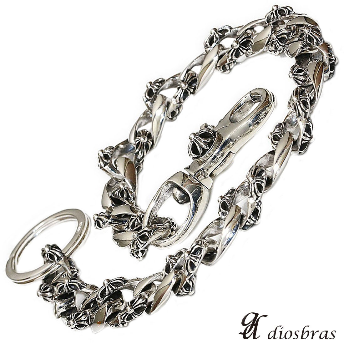 シルバー925 ヴィンテージ十字架刻印ネックレス ウォレットチェーン