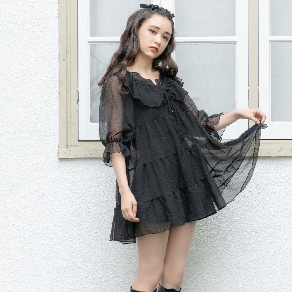 楽天市場】【メール便対応】シアーシフォンフリルチュニックブラウス