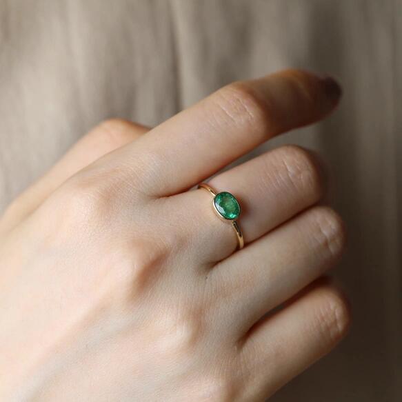 楽天市場】一点限定《One off》K14◇エメラルドリング 14金 9号◇5月の