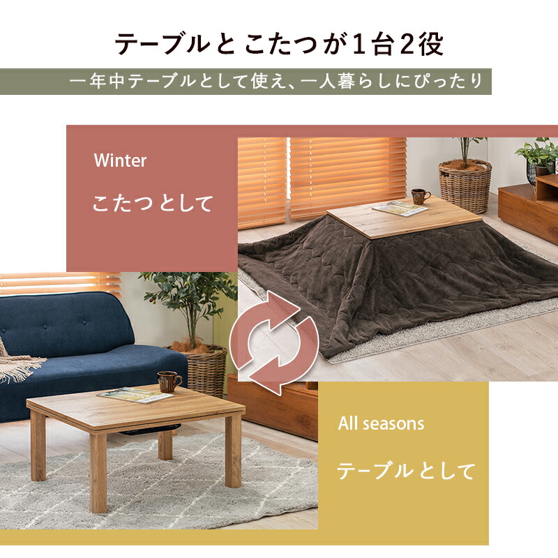 楽天市場】《萩原/LF》こたつ＋うす掛け布団 2点セット 75×60cm 長方形