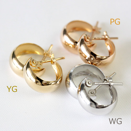 楽天市場】K18 フープピアス 5mm×10mm 5×10 月甲 クロッシングピアス