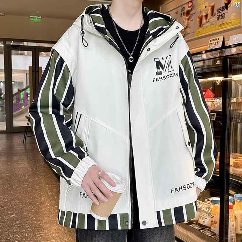 楽天市場】文字 フード付き メンズカジュアル 刺繍 ジャケット メンズ