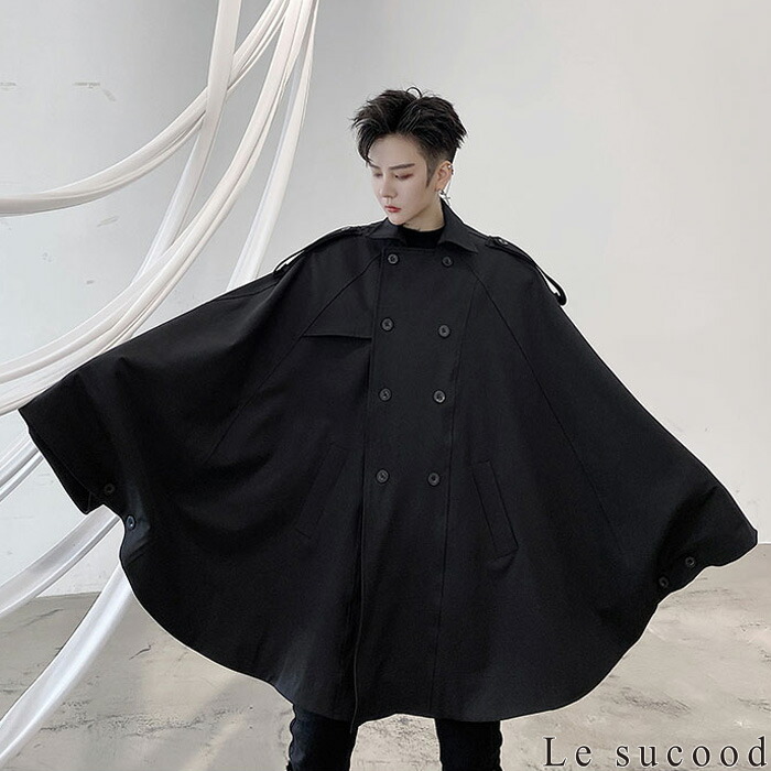 楽天市場】【Le sucood】 ダブルポンチョコート ダブルブレストコート