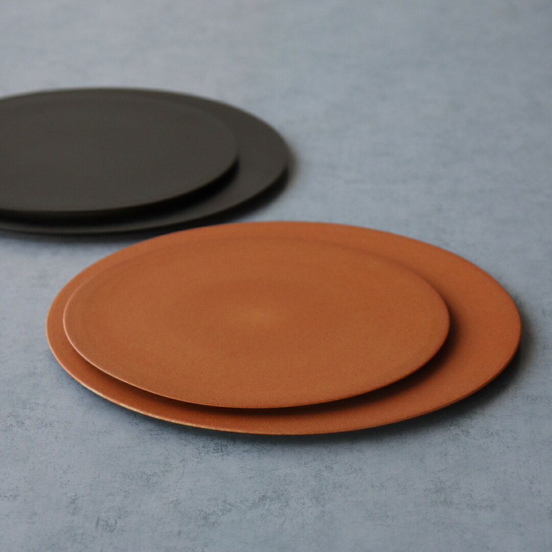 楽天市場】有田焼 21cm フラットプレート オレンジマット 赤 朱色