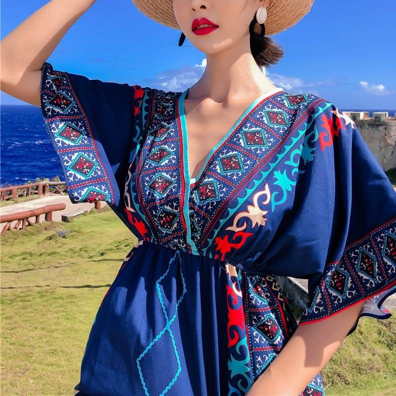 楽天市場】ボヘミアン ワンピース レディース 送料無料 3色 エスニック