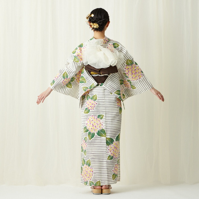 楽天市場】単品 浴衣 「あじさいボーダー」公式 ふりふ オリジナル