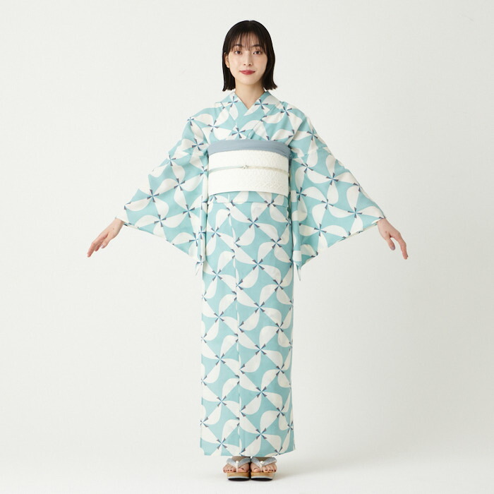 楽天市場】浴衣単品「 風車 」公式 ふりふ ゆかた 大人 水色 ブルー 白