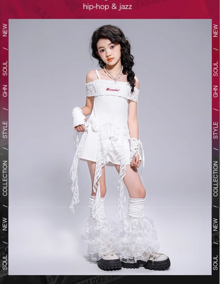 楽天市場】白 レース キッズ ダンス 衣装 セットアップ k-pop 衣装