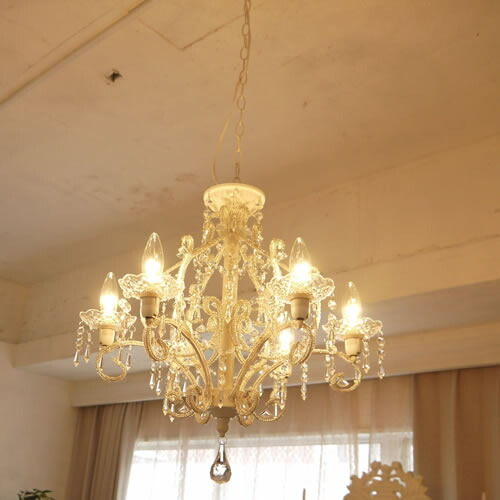 楽天市場】シャンデリア ジュエル 6灯 ホワイト/アンティークブラック