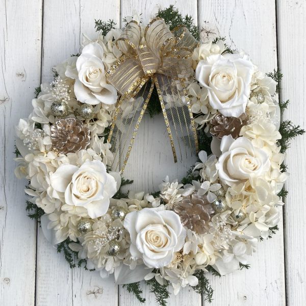 楽天市場】プリザーブドフラワー リース クリスマスリース【ホワイト