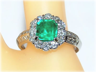 楽天市場】エメラルド-1.25ct&ダイヤモンド Pt 取り巻き クラシック