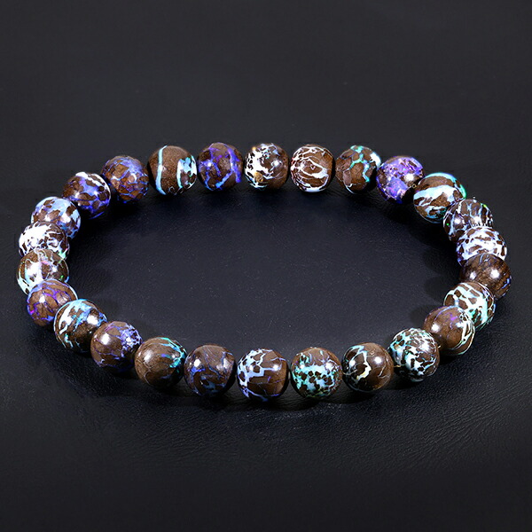 楽天市場】ボルダーオパール ブレスレット 高品質 6.8mm 17.5cm メンズ