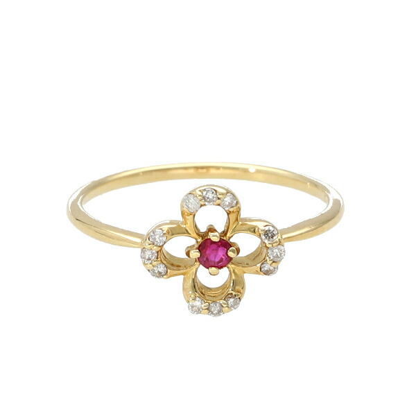 楽天市場】K18 ルビー ダイヤモンド フラワー リング 18金 18k