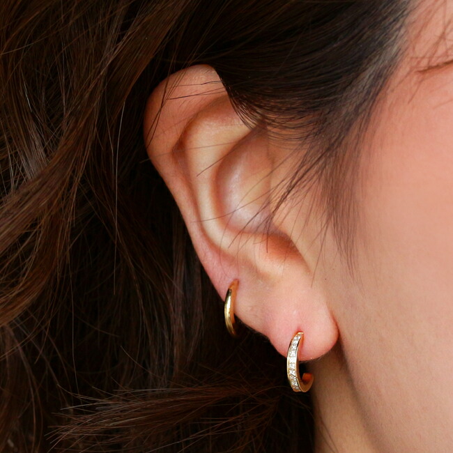 楽天市場】K18 K10 ユニセックス ミニ フープピアス 片耳用 ※一部在庫