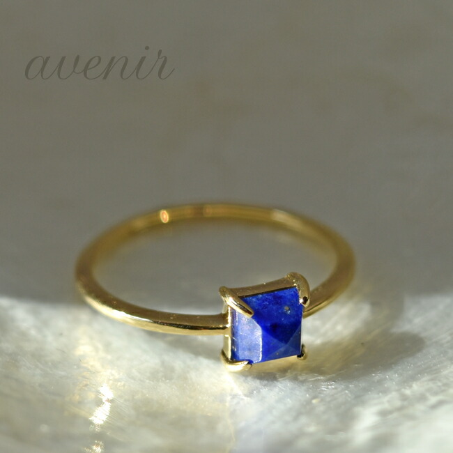 楽天市場】K18 K10 ラピスラズリ スクエア 一粒 リング 1〜16号 送料