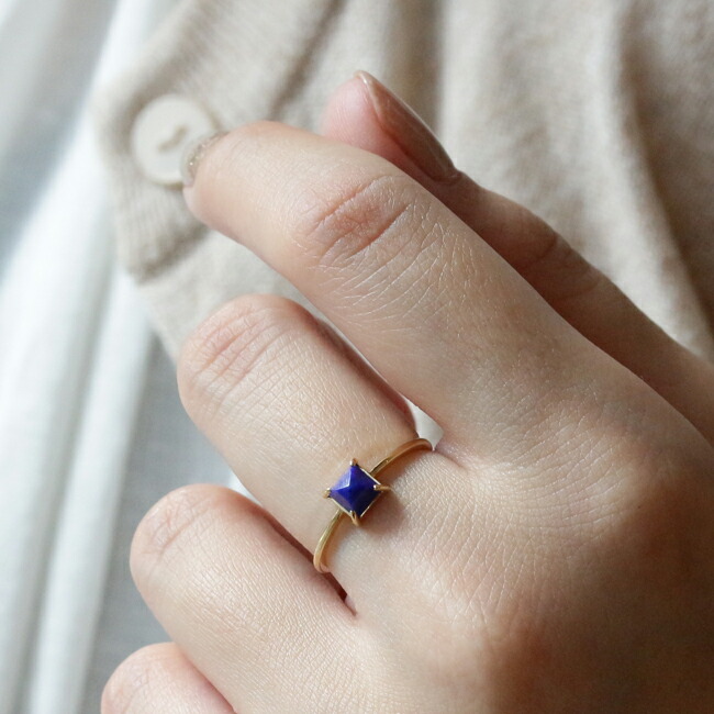 楽天市場】K18 K10 ラピスラズリ スクエア 一粒 リング 1〜16号 送料