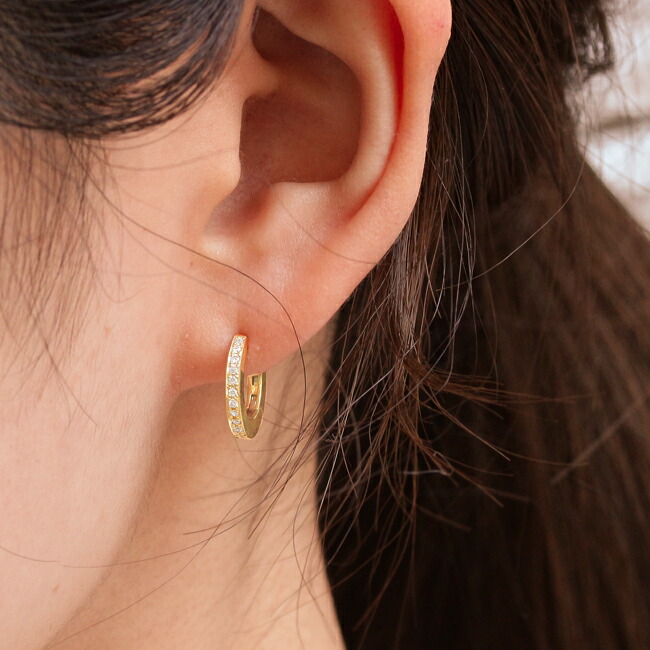 楽天市場】K18 K10 天然 ダイヤモンド 計0.07ct ミニ フープピアス