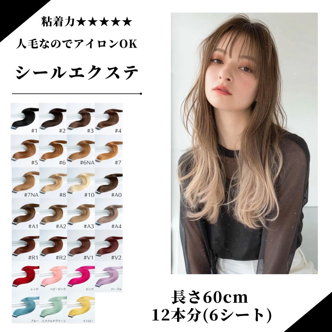 楽天市場】60cm 人毛シールエクステ 12本分（6シート) メール便で送料
