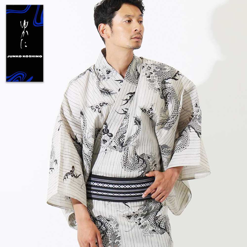 楽天市場】男浴衣セット 【浴衣+帯+下駄+腰紐】JUNKO KOSHINO・お