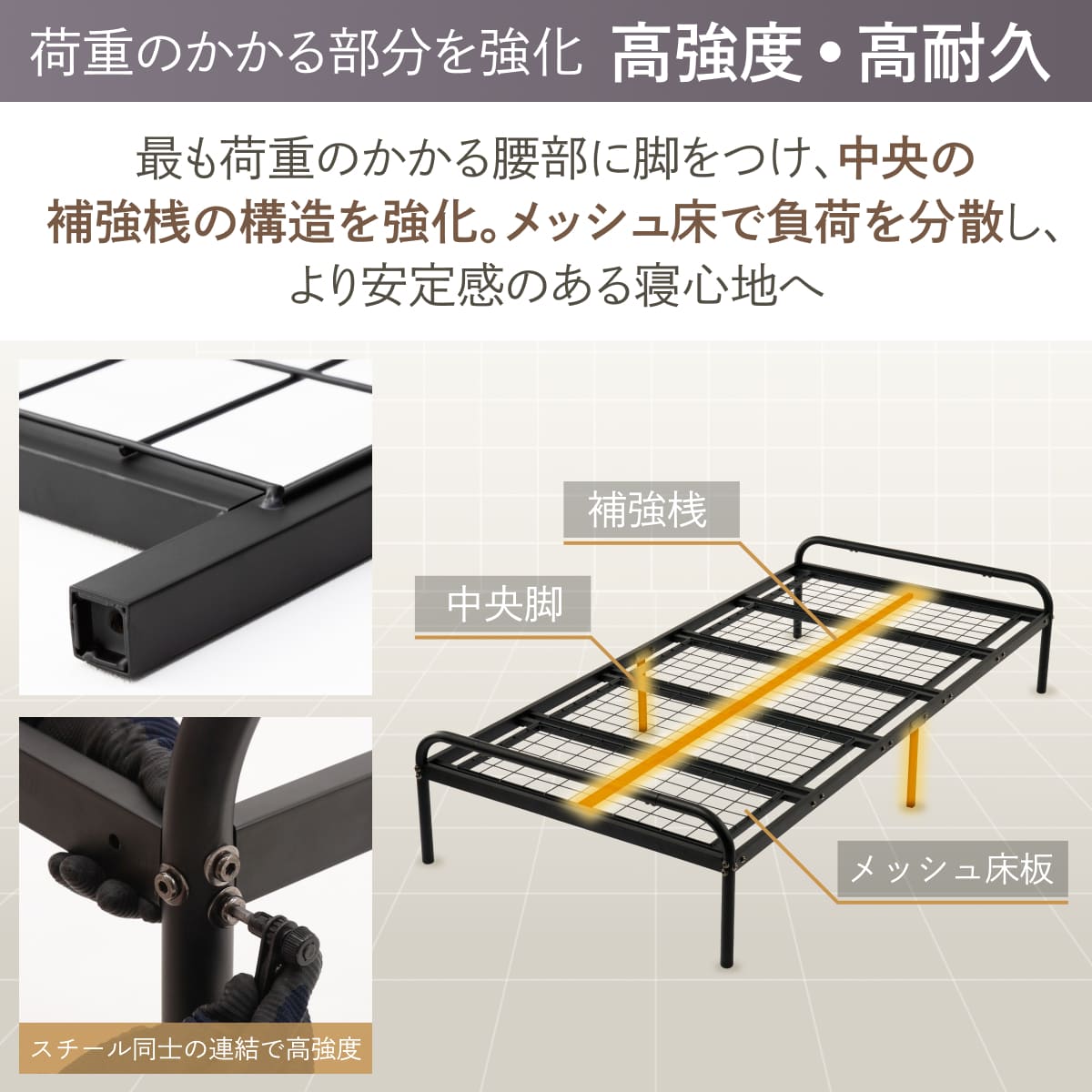楽天市場】GOKUMIN シングルベッド フレーム ベッドフレーム スチール