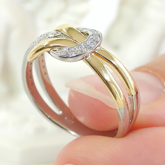 楽天市場】Pt900/K18YG インフィニティ ダイヤモンド リング【0.15ct