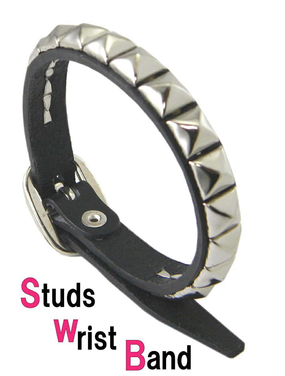 楽天市場】スタッズ ブレスレット スタッズ革 鋲細一連 本革パンク