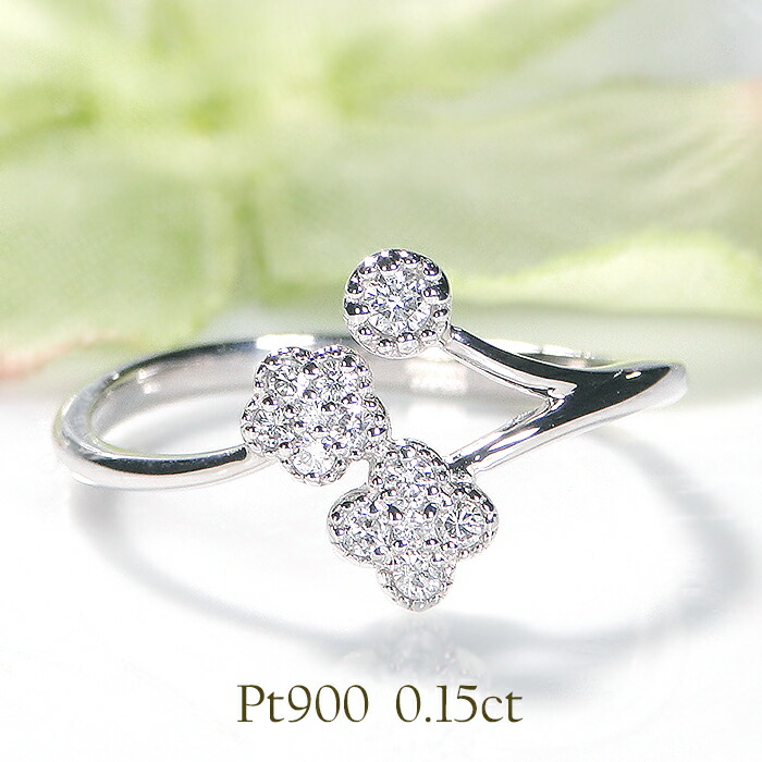 楽天市場】Pt900/K18YG/PG フラワー ダイヤモンド リング【0.15ct