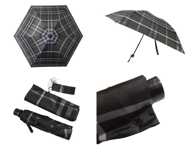 バーバリー ☆【BURBERRY】バーバリー 雨長傘 ブラック×チェック柄