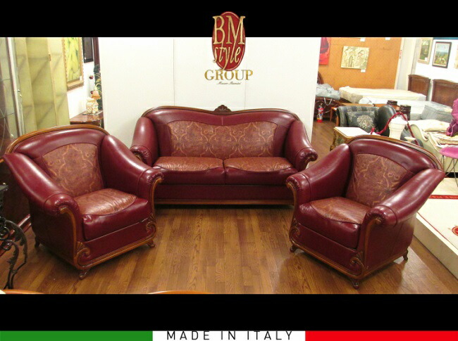 楽天市場】ソファ 応接 セット 3 点 本革張り イタリア製 BM Style