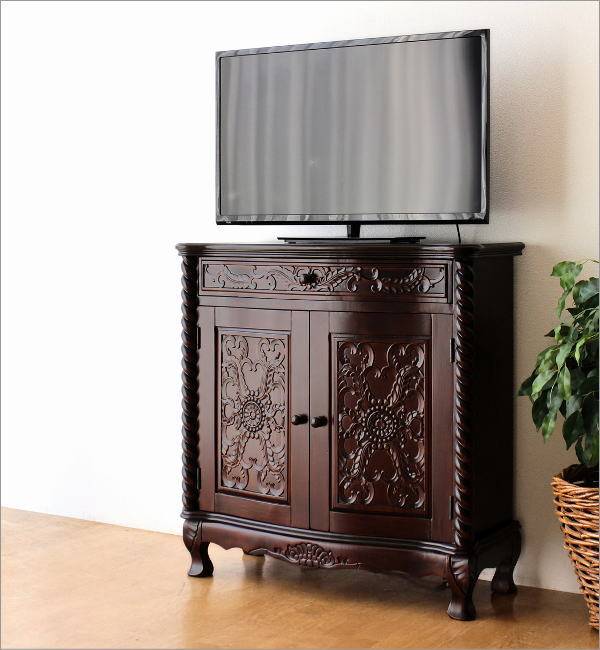 楽天市場】アンティーク風キャビネット 木製 猫脚 収納家具 サイド