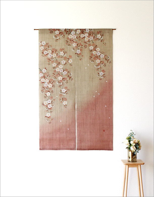 楽天市場】のれん おしゃれ 麻 和風 手描きのれん 山里桜 : ギギ