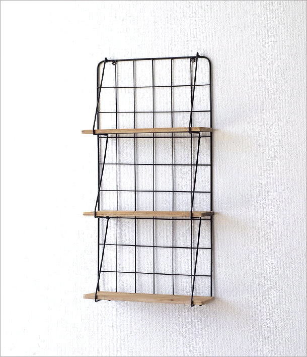 楽天市場】ウォールシェルフ 3段 壁掛け おしゃれ アイアン ウッド