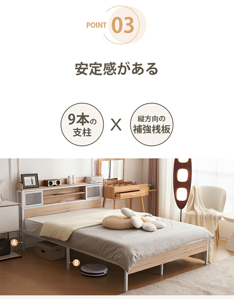 楽天市場】【在庫一掃】ベッドフレーム セミダブル パイプベッド 宮