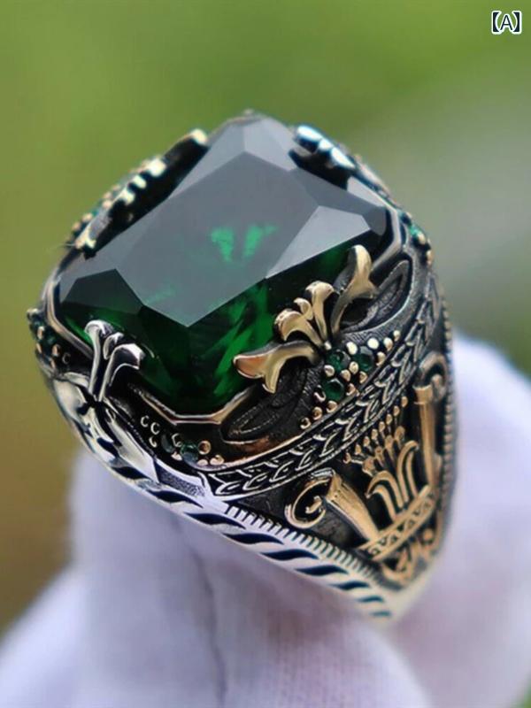 楽天市場】指輪 メンズ ヴィンテージ カラーストーン 男性 高級感