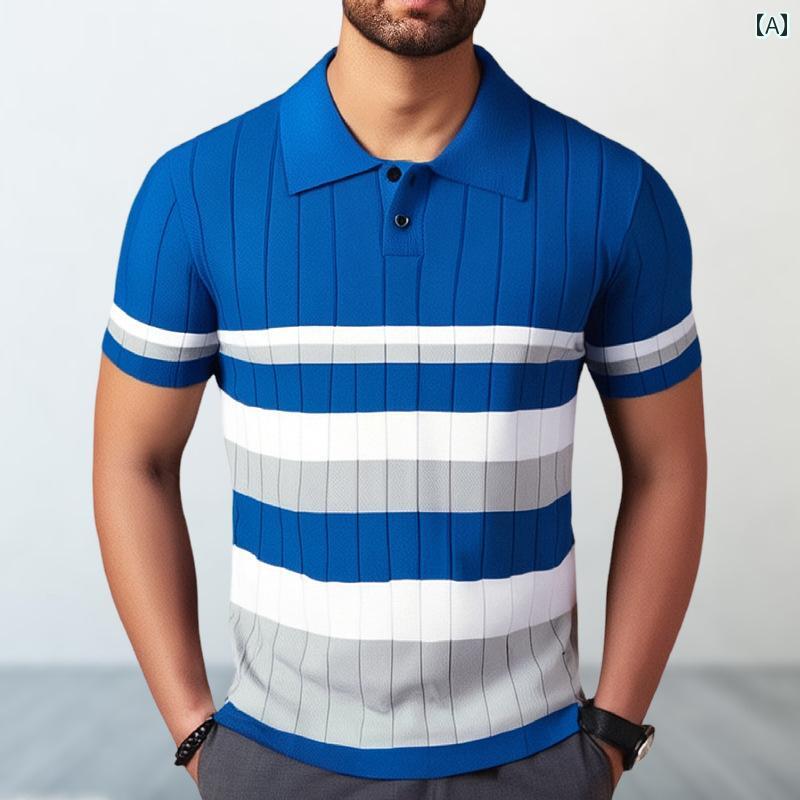 楽天市場】メンズ シャツ 春夏 半袖 ニット ストライプ ボーダー