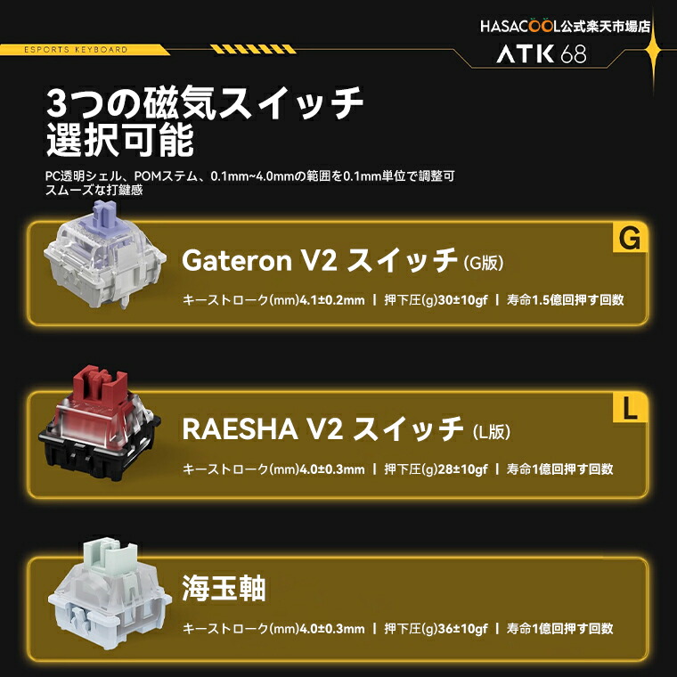 楽天市場】VXE ATK68 ゲーミングキーボード ラピッドトリガー