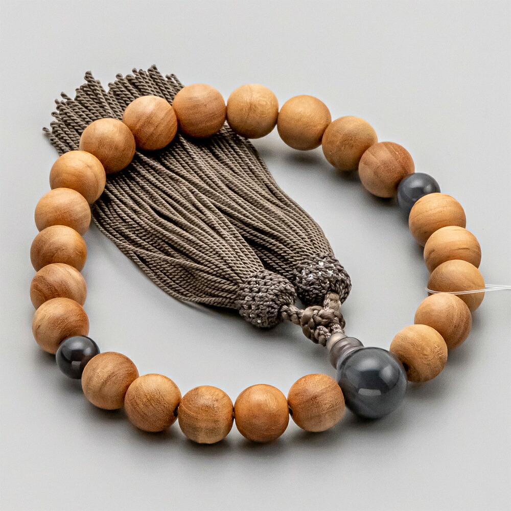 楽天市場】数珠 男性用 木 数珠 男性【日本の木 桜 縞メノウ仕立 正絹