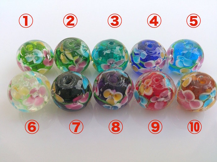 楽天市場】トンボ玉 14mm カラフル水中花 とんぼ玉 ガラス玉 ガラス