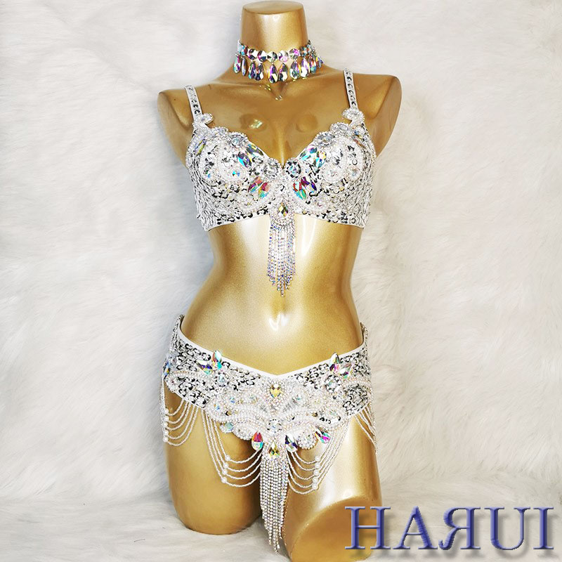 楽天市場】ベリーダンス 衣装 ブラ ベルト パール しずく 上下 2点