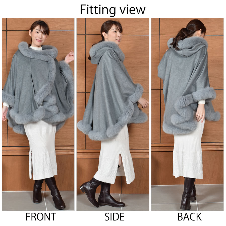 楽天市場】ケープ 日本製 カシミヤ 100％ SAGA フォックス 毛皮 ファー