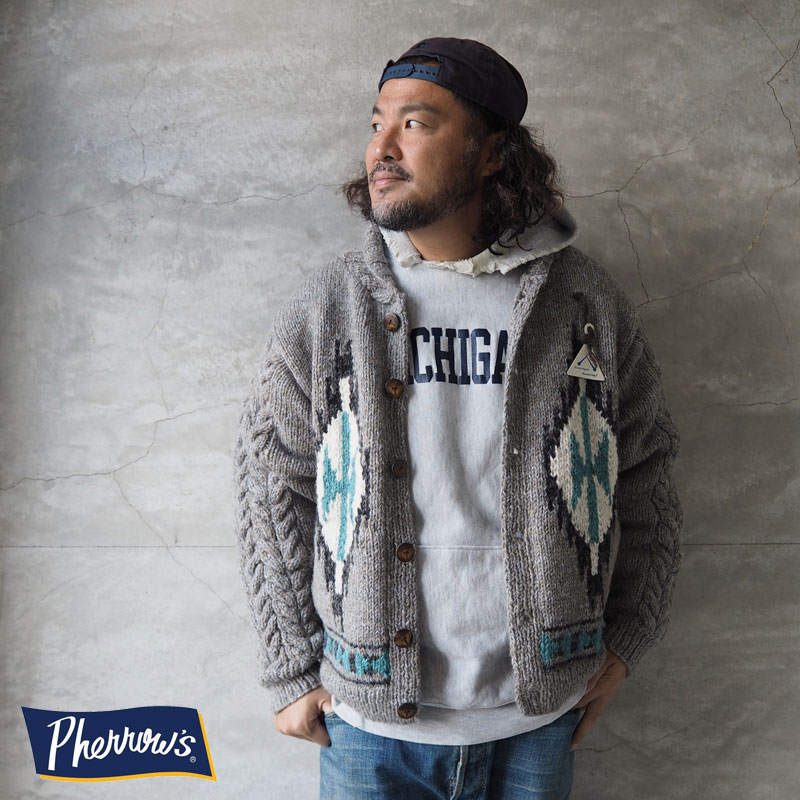 楽天市場】PHERROW'S フェローズ カウチン メンズ ニット カーディガン