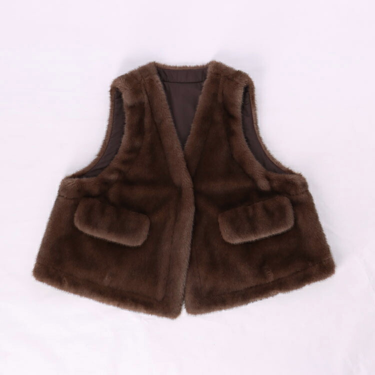 楽天市場】ミンク風 エコ ファー ベスト フェイクファー ジレ ブラウン