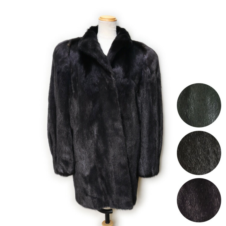 楽天市場】シェアード ミンク ファー ジャケット ブラック ダーク