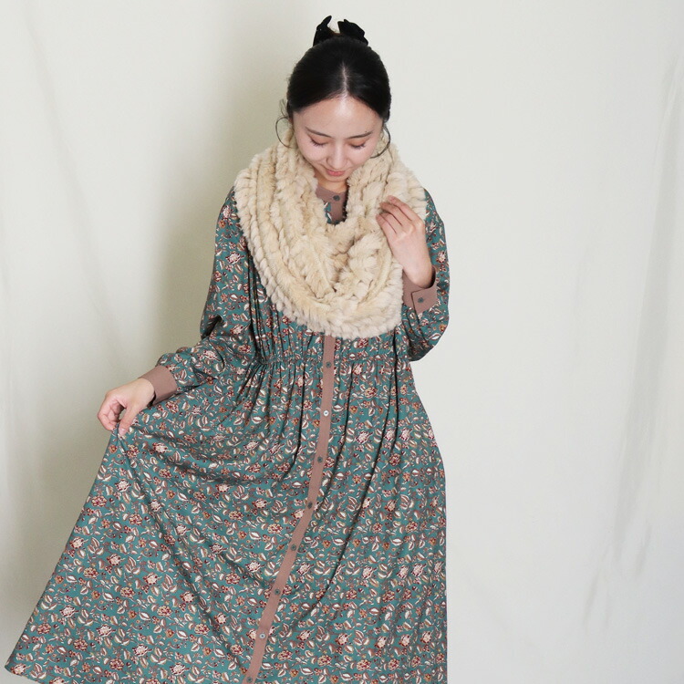 楽天市場】スヌード ファー ラビット マフラー ニット 編込み ネック