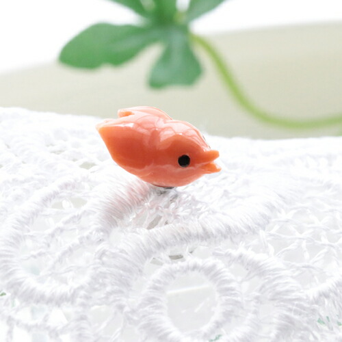 楽天市場】ピンクサンゴ （桃珊瑚） 小鳥 彫り ピンブローチ