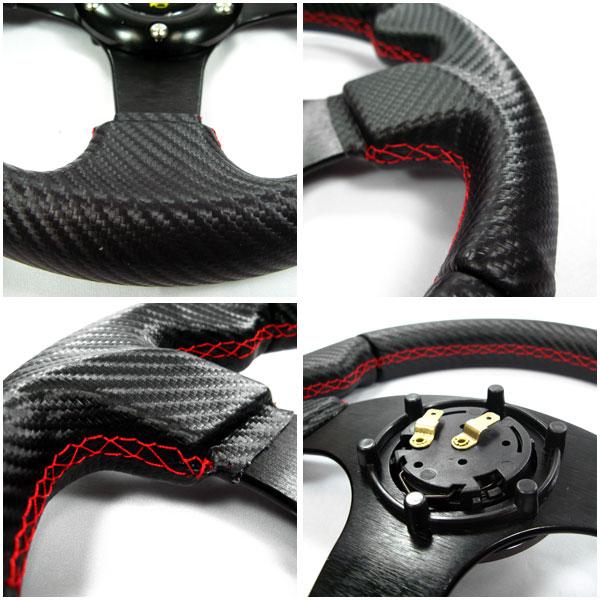 楽天市場】28φ 極小カーボン調ステアリングハンドル ブラック/280mm